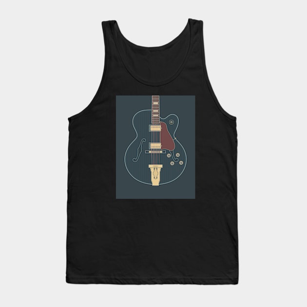 Vintage Single Cut Hollow Body Guitar Tank Top by milhad